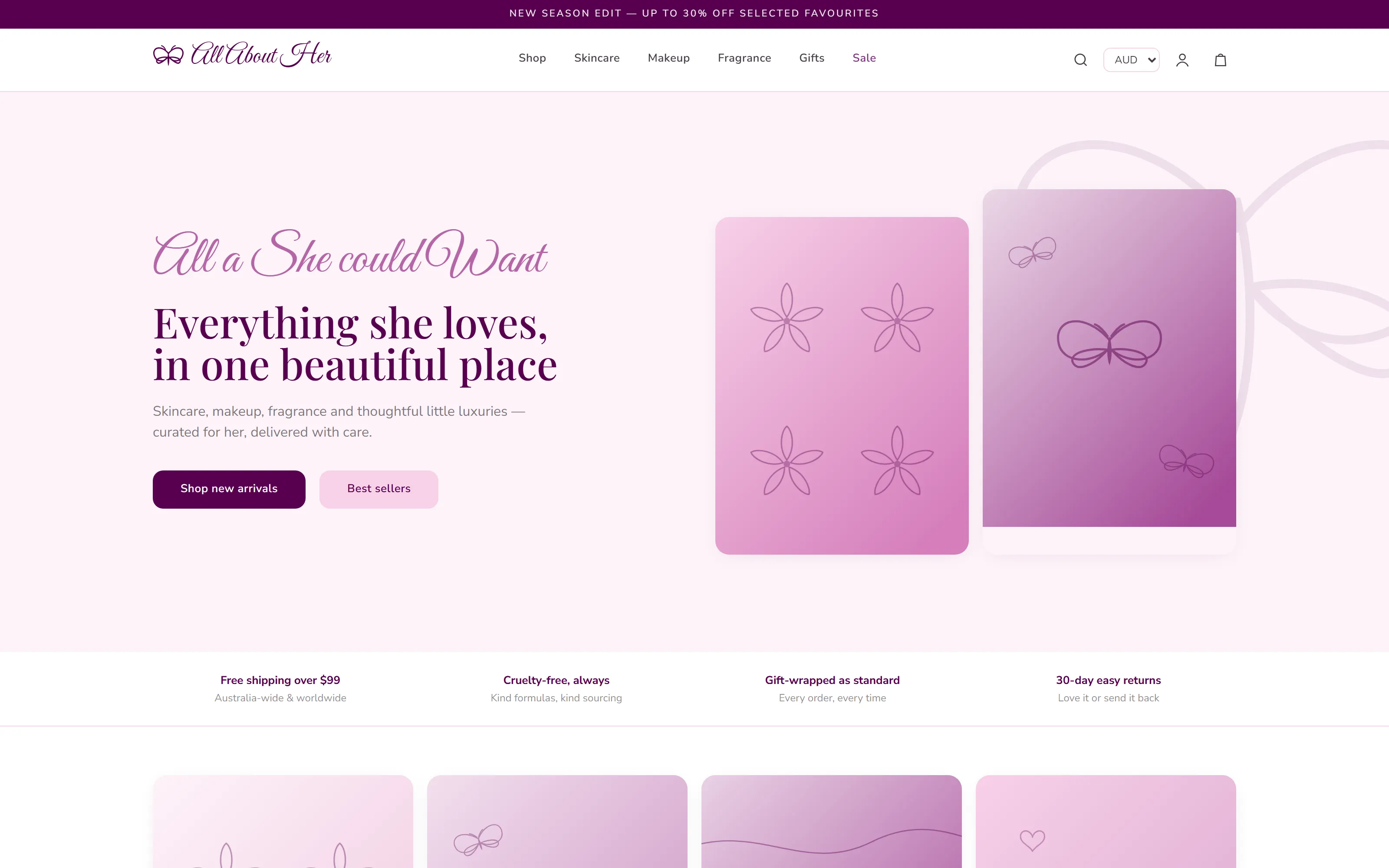 All About Her homepage